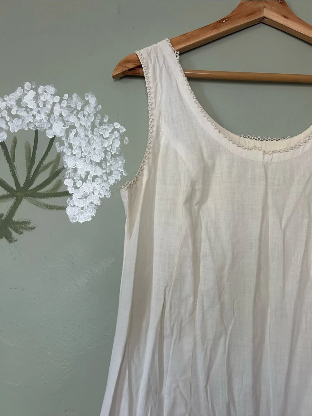 VTG Classic Cream Sleeveless Cotton Slip Dress - Picture 4 of 5